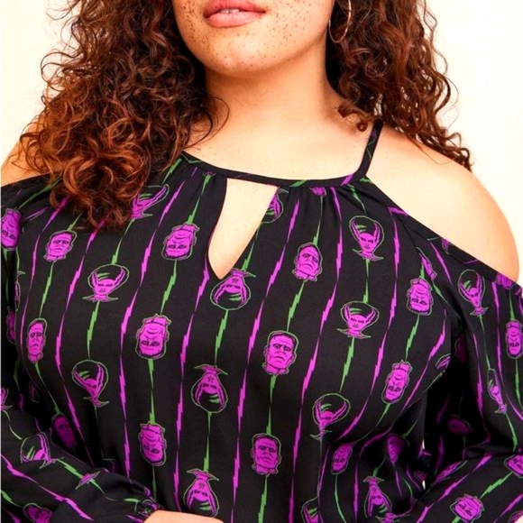 ❤️NWT VINTAGE TORRID BLOUSE BRIDE OF FRANKENSTEIN UNIVERSAL MONSTERS HALLOWEEN - Picture 8 of 10